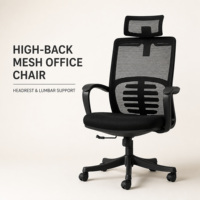 Chaise de bureau ergonomique en maille à dossier haut avec appui-tête, support lombaire, hauteur réglable et rotation à 360° pour bureau d'ordinateur - Vente en gros