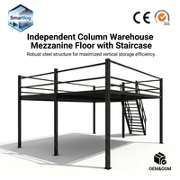 Système de stockage industriel multi-niveaux Smartlog : Plateforme de stockage en acier à colonnes indépendantes pour entrepôt avec garde-corps de sécurité
