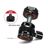 Mini trépied 2-en-1 avec rotule omnidirectionnelle et support griffe porte-accessoire en alliage d'aluminium pour cardan de caméra, prise de vue H/V, gravure de logo personnalisée, échantillonnage rapide