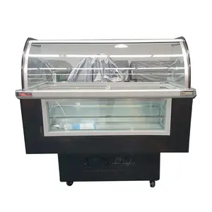 Máquina de helado de cristal, 10 tanques, congeladores, vitrina de congelador