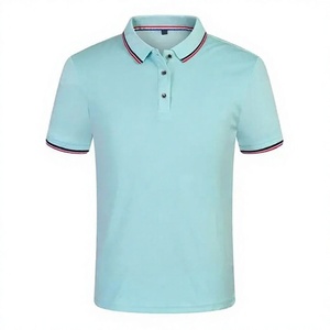 Men's Light <b>Blue</b> Solid Color Short Sleeve <b>Polo</b> <b>Shirt</b> Button Design Casual Regular Fit Oxford Fabric Woven Breathable - Product Image 1
