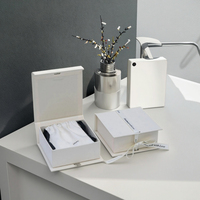 Boîte à bijoux en carton magnétique beige recyclé écologique avec insert en mousse et ruban nœud Logo personnalisé pour emballage cadeau