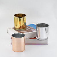 8oz 10oz 12oz Shinny Champagner Aroma therapie Kerzen behälter Luxus Glas Galvanik Kerzen gläser mit Bambus deckel