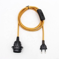 Cable de alimentación europeo DIY con interruptor, portalámparas E27 de baquelita con anillo para pantalla de lámpara, para colgar la lámpara