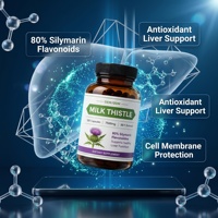 Suplemen Ekstrak Milk Thistle 7500mg 30:1 80 Persen Silymarin 120 Kapsul Dukungan Hati Detoks Formula Herbal OEM ODM