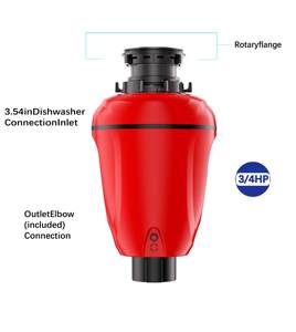 Hiệu quả điện màu đỏ tự động thép không gỉ liên tục nhà bếp chất thải Máy xay 0.75 HP DC động cơ giảm thanh Công nghệ hộ gia đình - Product Image 2