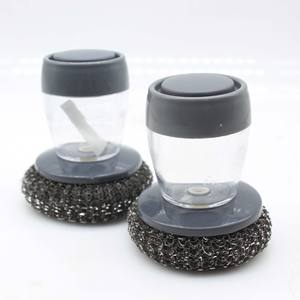 Brosse à vaisselle pour le nettoyage de la <span class=keywords><strong>maison</strong></span>, distributeur de savon de cuisine, brosse de nettoyage avec tampon à récurer en acier inoxydable de remplacement - Product Image 1