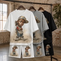 T-shirt décontracté d'été pour homme grande taille, 100% coton, imprimé numérique écologique, tissu tricoté 380g, respirant, col rond uni