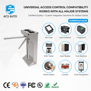 ACS AUTO屋外テーマパークチケット管理QR/顔認証/RFIDアクセス制御IP55防水ステンレス製三脚回転式ゲート - Product Image 1