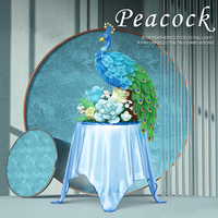 Blocchi da Costruzione a Forma di Pavone, Blocchi Artistici Simulati con Fiori, Giocattolo Decorativo Pavone Blu, Vendita all'Ingrosso OEM