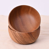 Grand saladier en bois d'acacia poli de style japonais vintage, écologique, élégant, design en bois massif