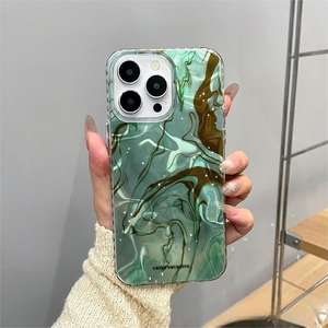 Coque de téléphone anti-chute à motif vague plissé laser vert-brun dégradé, compatible avec l'iPhone 16 Pro Max - Product Image 2