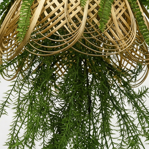 Panier suspendu artificiel avec feuillage de fougère verte, jardinière décorative en osier pour la maison, le jardin, le balcon, la décoration murale - Product Image 5