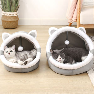 Alfombra de cama para gatos de algodón suave y cálido al por mayor, casa cálida para gatos con bola de caída, casa Cueva, nido para gatos, perrera para gatitos - Product Image 1