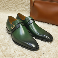 Chaussures habillées de luxe pour hommes, à boucle simple, en cuir finition artisanale, grande taille EU 48