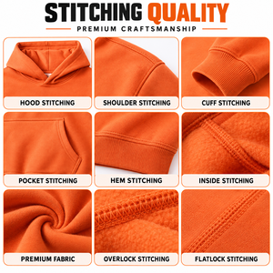 Sudaderas Unisex Extra Grandes, 100% Algodón, 350 g/m², Color Naranja Sólido, Diseño Casual con Bolsillos, Tela French Terry, Ropa de Otoño - Product Image 6