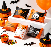 Boîte à friandises en forme de coussin pour Halloween, impression couleur, mini-boîte en papier pour chocolats et bonbons
