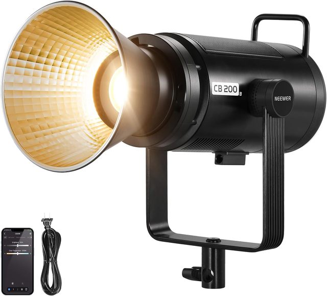 Neewer Cb200b Cob Continuous Output Lighting With Bowens 210w Led Video Light With 2.4g/app Remote Control All Metal Bi Color