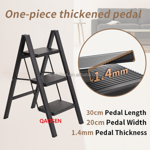 سلم فولاذي قابل للطي أسود حديث مضاد للانزلاق بـ 2-5 درجات، سعة تحمل 150 كجم، متين وقوي، محمول للاستخدام في المستودعات والمنازل، آمن - Product Image 6