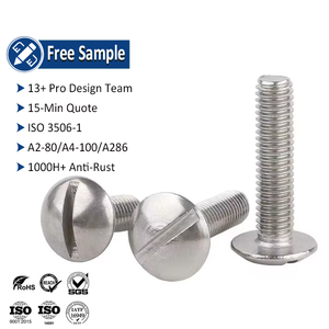 Truss de acero inoxidable personalizado, <span class=keywords><strong>cabeza</strong></span> <span class=keywords><strong>redonda</strong></span>, ranurada, menos máquina de accionamiento, <span class=keywords><strong>tornillo</strong></span> métrico, estándar Imperial - Product Image 1