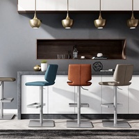 [En stock] Tabouret de bar de style américain en acier inoxydable, dossier réglable en hauteur, rotatif, mobilier de bar de luxe léger