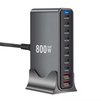 Chargeur intelligent multifonctionnel 10 ports 800W, charge rapide USB-C PD 65W 140W, adaptateur Quick Charge 3.0 OCP, indicateur LED, multiprotection mobile