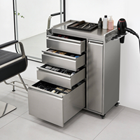 Chariot de Salon en Acier Inoxydable Jincheng, Chariot de Rangement pour Beauté, 4 Tiroirs, Rails Silencieux, Anti-traces de Doigts, Utilisé dans les Salons de Coiffure