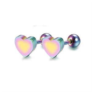 Pendientes de acero inoxidable 316L con forma de corazón a la moda-Mini pendientes de titanio simples Piercing joyería - Product Image 5