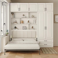 Lit Murphy moderne sur mesure, gain de place, taille Queen, avec placard, pliable, en bois, rembourrage en coton