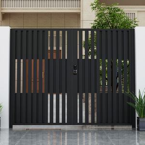 Porte de cour de villa <span class=keywords><strong>en</strong></span> alliage d'aluminium, double porte, grille artistique, clôture moderne de style campagnard, porte simple, revêtement poudré, modélisation 3D - Product Image 2