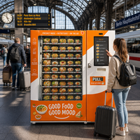 Máquina Expendedora de Comida Caliente Totalmente Automática XG con Almacenamiento Refrigerado a -18°C, Calentador por Microondas, Comidas Frescas y Congeladas
