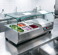 Table de préparation réfrigérée commerciale en acier inoxydable pour salades et sandwichs, station de préparation de condiments pour restaurants et pizzerias