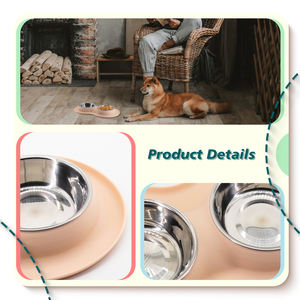 Mangeoire en acier inoxydable pour petit, moyen et grand chien avec tapis de nourriture en silicone antidérapant et anti-débordement Bols et mangeoires pour animaux de compagnie faciles à nettoyer - Product Image 6