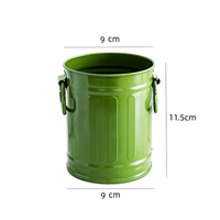 Tempat sampah kantor atas meja galvanis pot bunga logam untuk sikat makeup tempat lilin tempat penyimpanan cangkir pensil mini meja dapur