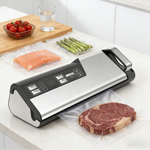 Machine de <span class=keywords><strong>mise</strong></span> <span class=keywords><strong>sous</strong></span> <span class=keywords><strong>vide</strong></span> automatique multifonctionnelle en acier inoxydable avec coupe-sacs, aspiration puissante de 95 kPa pour la conservation des aliments - Product Image 1