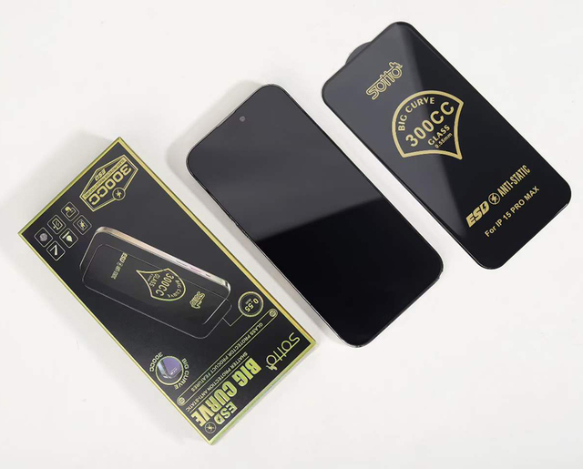 ESD Anti Static Tempered Glass Screen Protector for IP 15 14 13 Pro Max Big Curve 300CC 0.55mm Full Cover Protective Film