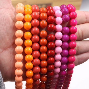 10mm cam boncuk Diy aksesuarları moda düz renk kırmızı sıcak pembe destek dekorasyon için dağınık boncuklar el yapımı bilezik boncuk - Product Image 4