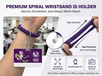 Porte-badge spirale premium, cordon élastique enroulable, étanche, couleur personnalisable, sécurisé et pratique pour le bureau