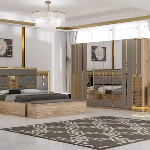 Ensemble de meubles de chambre à coucher King Size modernes de luxe Table de chevet <span class=keywords><strong>avec</strong></span> 5 rangements Meubles de maison en bois - Product Image 1
