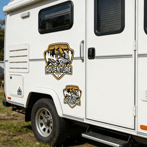 Autocollants d'aventure personnalisés en PVC résistants aux UV, autocollants adhésifs <span class=keywords><strong>pour</strong></span> la décoration des casques et des <span class=keywords><strong>camping</strong></span>-cars, autocollants imperméables imprimés - Product Image 5