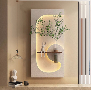 Peinture d'art de nature morte moderne de luxe en grès avec lumières LED <span class=keywords><strong>sur</strong></span> cadre en bois pour hall d'entrée et fond de salon - Product Image 4