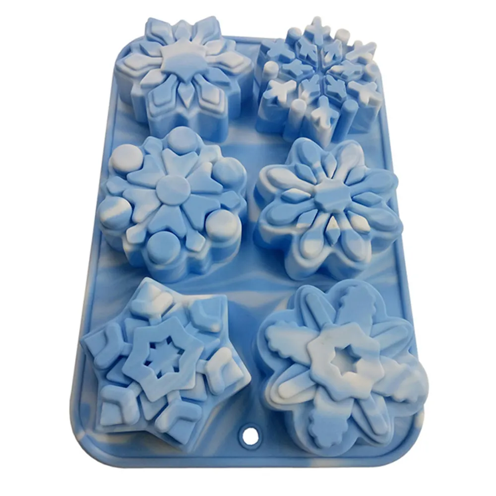 カスタム3Dスノーフレーク型シリコンモールド環境にやさしい手作り石鹸とベーキングとパン作りのためのチョコレートケーキツール