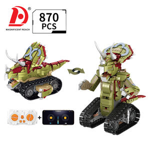 Blocs de construction transformables RC Triceratops 2 formes Dinosaure Tank Robot <span class=keywords><strong>Jouet</strong></span> Double télécommande et contrôle par application Briques de construction STEM - Product Image 1
