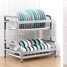 Countertop Stainless Steel Metal <b>Kitchen</b> Dish Rack Utensil Organizer <b>Storage</b> Sink Rack Dish Drying Rack Non-Folding - Product Image 4