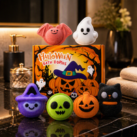 Coffret Cadeau Halloween Transfrontalier : Bombes de Bain Exfoliantes et Purifiantes au Sel Marin, Thème Citrouille & Fantôme
