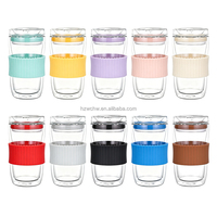 Taza de Café de Vidrio Borosilicato de Doble Pared con Funda de Silicona, Novedad 2026