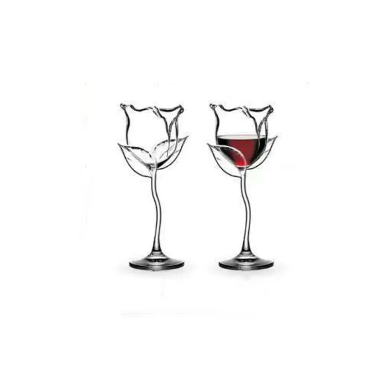Creative thickness glass goblet wine decorated borosilicate romantic rose-shaped wine glass cup