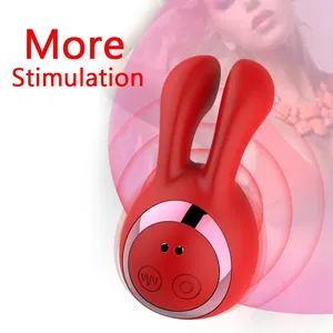 可爱兔形阴蒂刺激器成人性用品5 + 8模式口腔吸吮振动器乳头夹女性性玩具