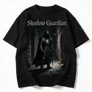 Camiseta Medieval Shadow <span class=keywords><strong>Guardian</strong></span> - Camiseta con Gráfico de Caballero Oscuro y Diseño de Castillo Misterioso para Moda Urbana - Product Image 1