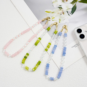 Hot Selling Exquisite Beaded Crystal Mobile Phone Wrist Chain Customized Short Lanyard Rope Other Lanyards